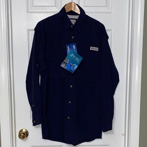 Bimini Bay Medium Navy Long Sleeve Button-Up Shirt UPF 50+. Outdoor comfort. NWT
